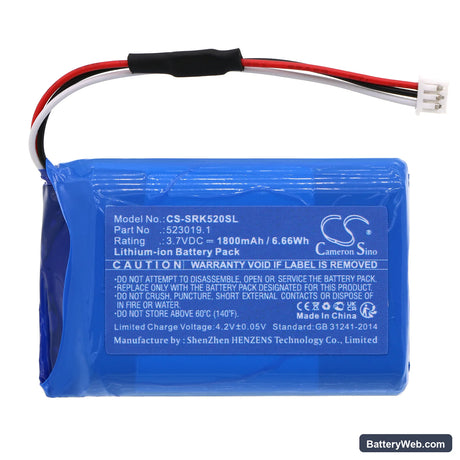 Systronik 523019.1 Replacement Battery, 3.7V, 1800mAh, Li-ion 3
