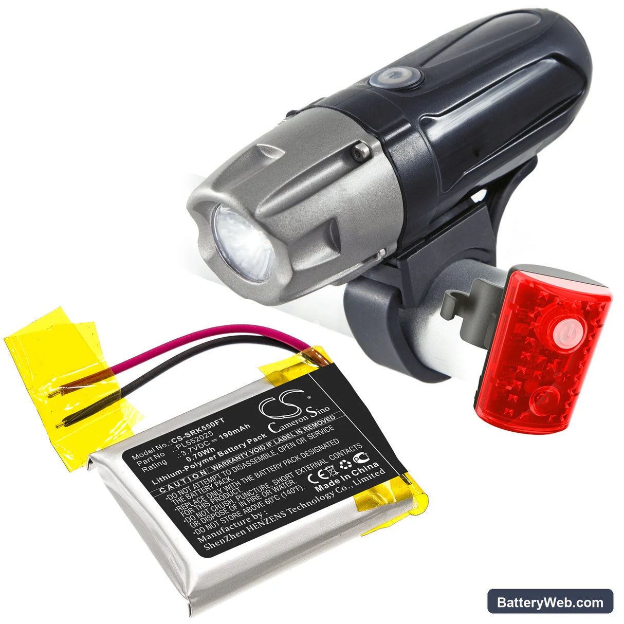 Shark 550R Replacement Battery, 3.7V, 190mAh, Li-Polymer 5