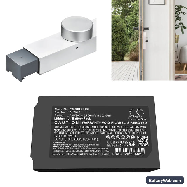 Somfy 1241386 Replacement Battery, 7.4V, 2750mAh, Li-ion 1