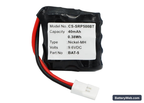 Perimeter SR-i500 Replacement Battery, 9.6V, 40mAh, Ni-MH 1
