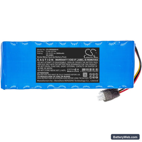 Samsung VC-RS60 Replacement Battery, 26.4V, 3600mAh, Ni-MH 3