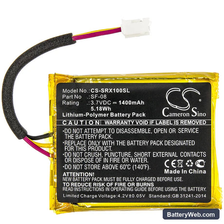 Sony SRS-XB10 Replacement Battery, 3.7V, 1400mAh, Li-Polymer 3