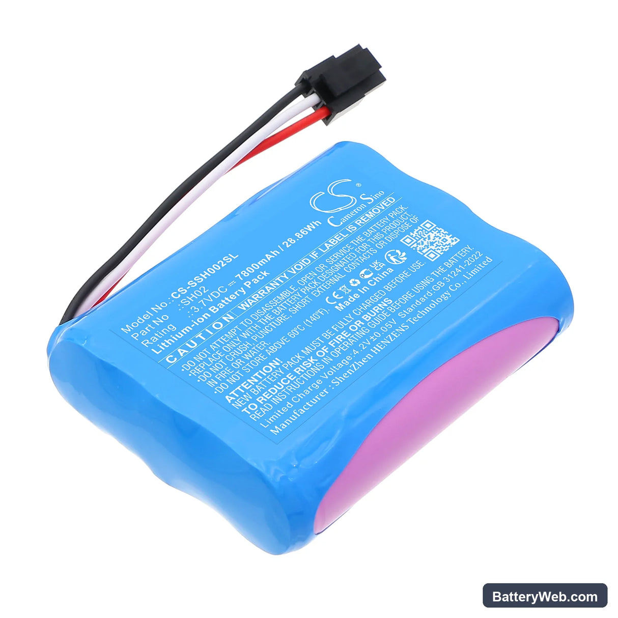 Simplehuman ST3007 Replacement Battery, 3.7V, 7800mAh, Li-ion 1