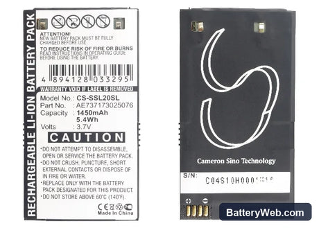 Sirius Stiletto SL2 Replacement Battery, 3.7V, 1450mAh, Li-ion 5