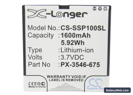 Simvalley SP-100 Replacement Battery, 3.7V, 1600mAh, Li-ion 5