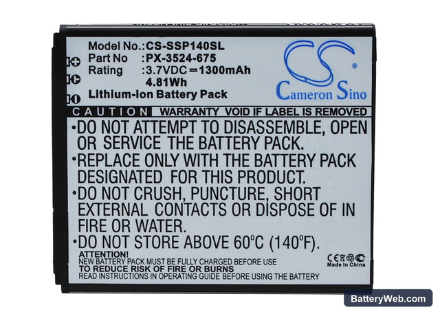 Simvalley SP-140 Replacement Battery, 3.7V, 1300mAh, Li-ion 1