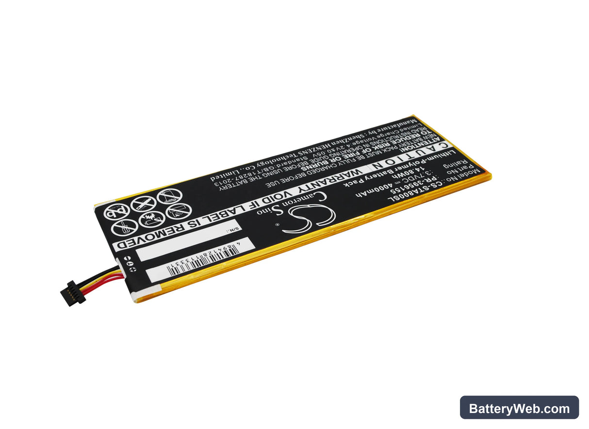 Insignia Flex 8" Replacement Battery, 3.7V, 4000mAh, Li-Polymer 2