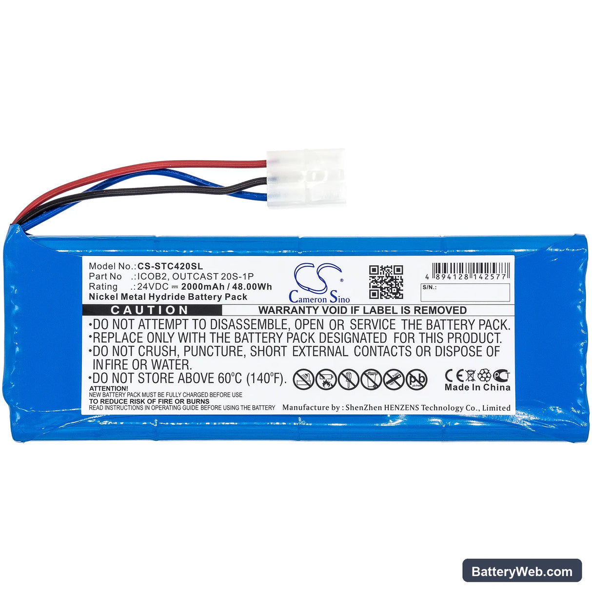 Soundcast ICO420 Replacement Battery, 24V, 2000mAh, Ni-MH 3