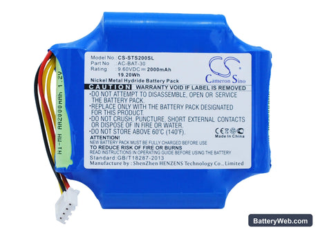 ShinewayTech S20A Replacement Battery, 9.6V, 2000mAh, Ni-MH 1