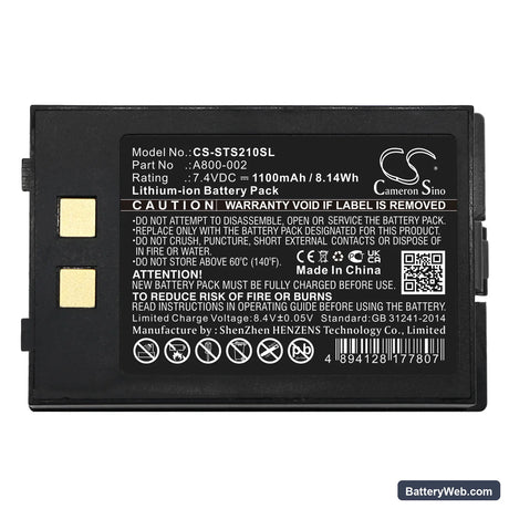 Star SM-S210i Replacement Battery, 7.4V, 1100mAh, Li-ion 5