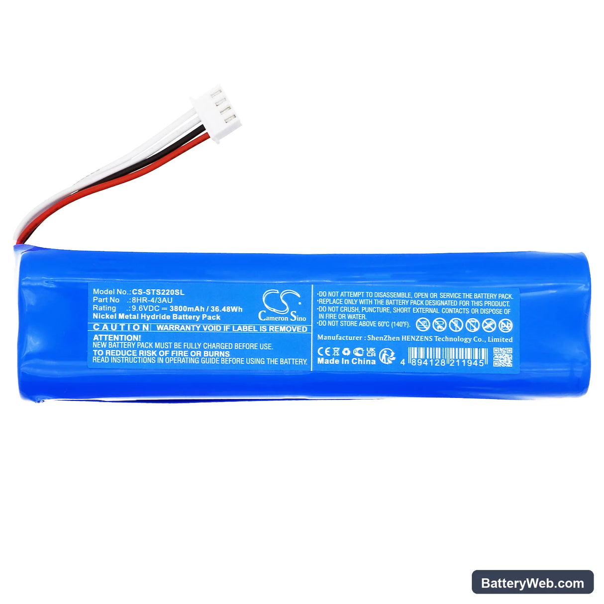 ShinewayTech S20A Plus Replacement Battery, 9.6V, 3800mAh, Ni-MH 3