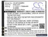 Tracfone Wireless U240C Replacement Battery, 3.7V, 1500mAh, Li-ion 5