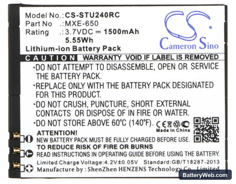 Tracfone Wireless U240C Replacement Battery, 3.7V, 1500mAh, Li-ion 5