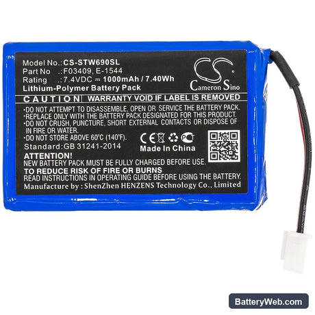Satlink WS-6908 Replacement Battery, 7.4V, 1000mAh, Li-Polymer 3