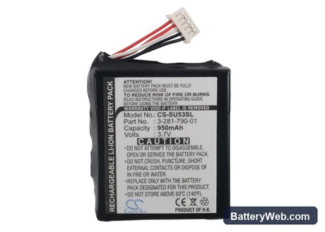 Sony NV-U50 Replacement Battery, 3.7V, 950mAh, Li-ion 6