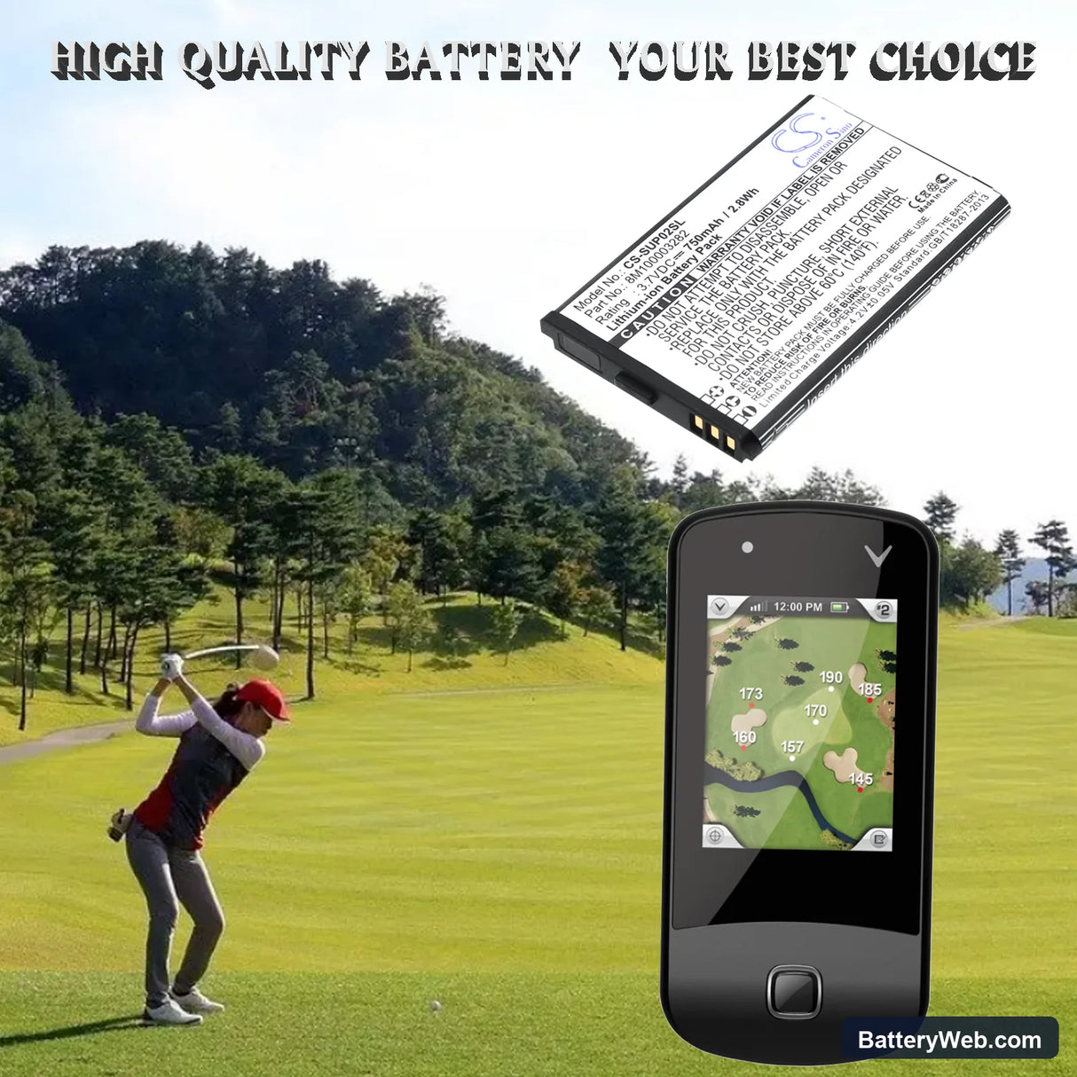 Callaway uPro MX+ Replacement Battery, 3.7V, 750mAh, Li-ion 6