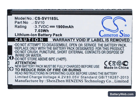 Sieval SV-118 Replacement Battery, 3.7V, 1900mAh, Li-ion 1