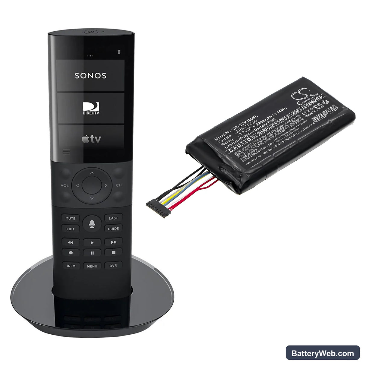 Savant Pro REM-1000 Touchscreen Remote Control Replacement Battery, 3.7V, 2200mAh, Li-Polymer 6