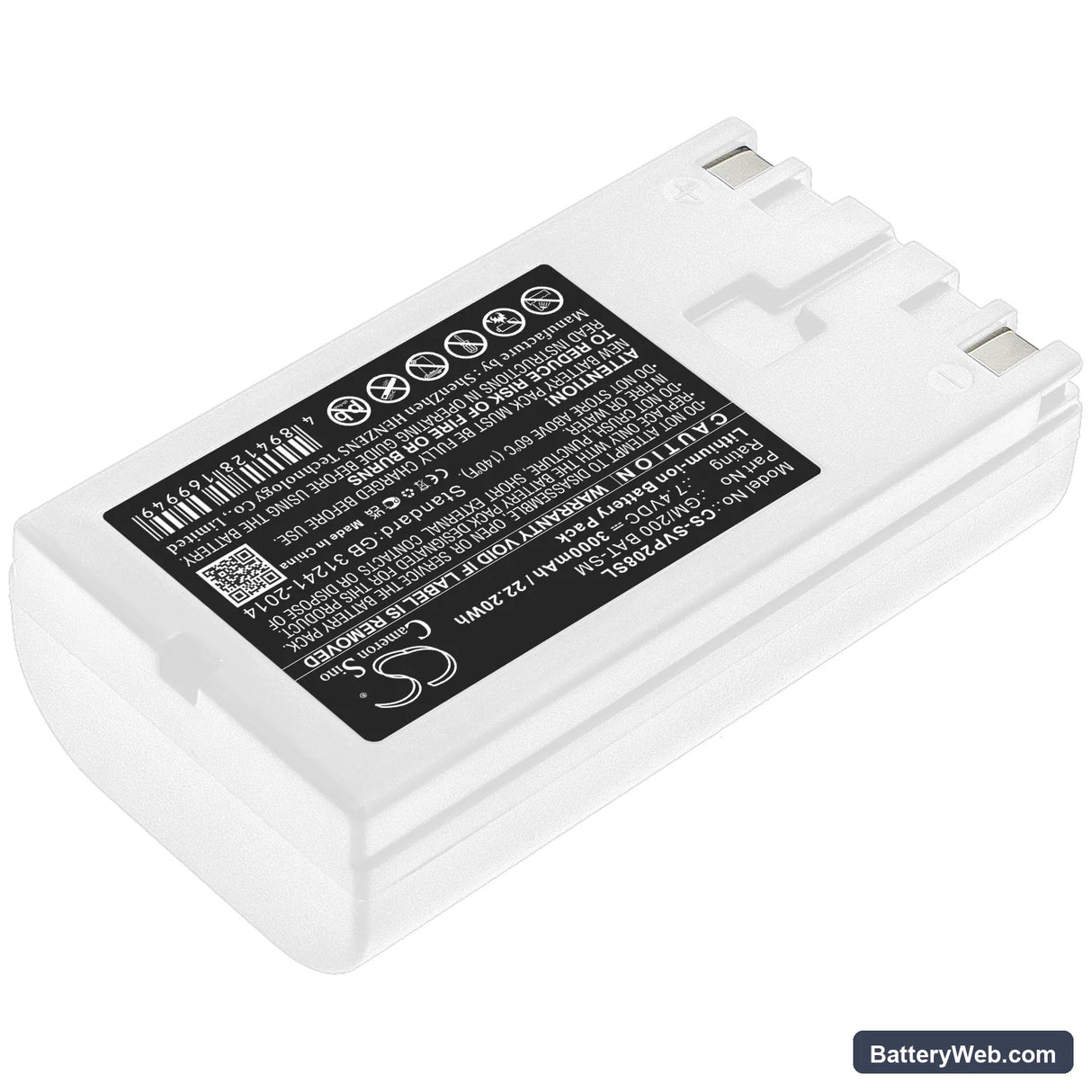 Sato VP208 Replacement Battery, 7.4V, 3000mAh, Li-ion 2
