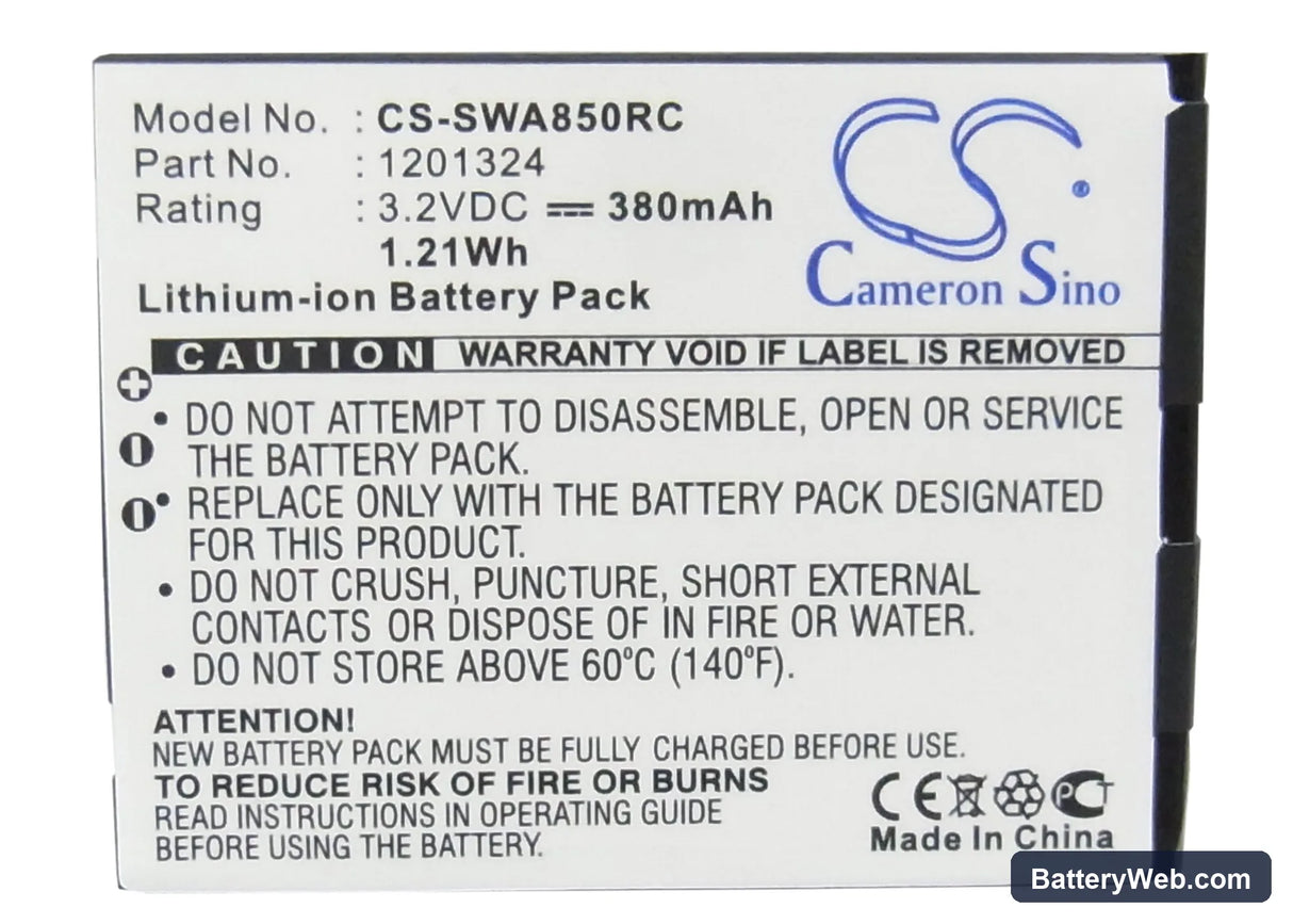 Sierra Wireless AirCard 875U Replacement Battery, 3.2V, 380mAh, Li-ion 5
