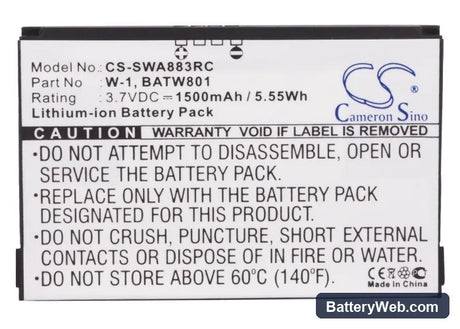 Sprint Zing Replacement Battery, 3.7V, 1500mAh, Li-ion 5