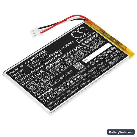 Swing Caddie SC300 Replacement Battery, 3.7V, 4750mAh, Li-Polymer 1