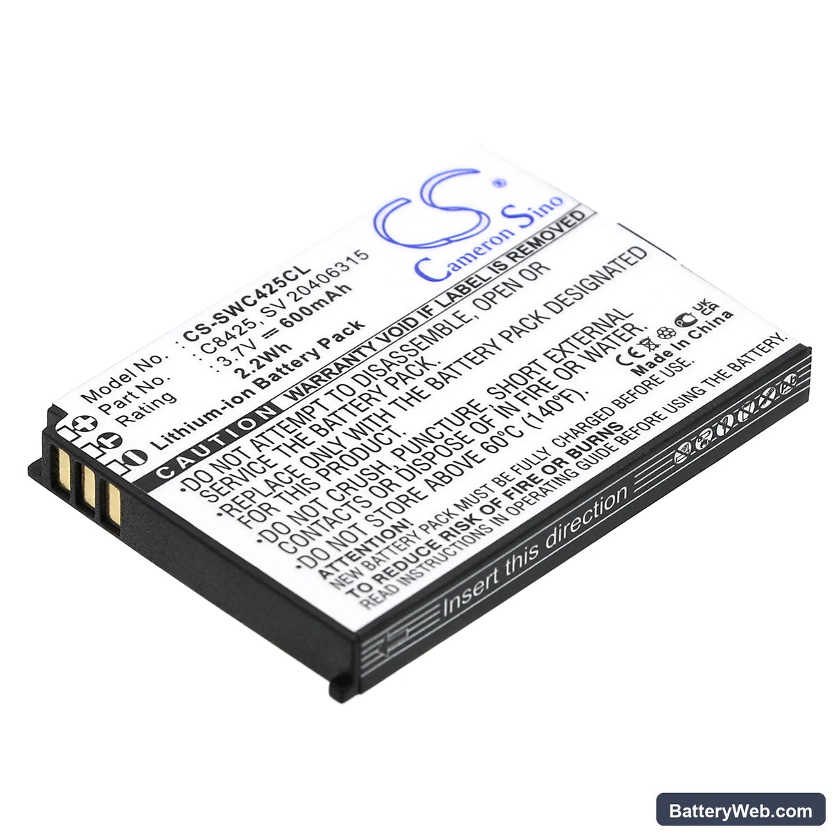 Swissvoice eSense Replacement Battery, 3.7V, 600mAh, Li-ion 1