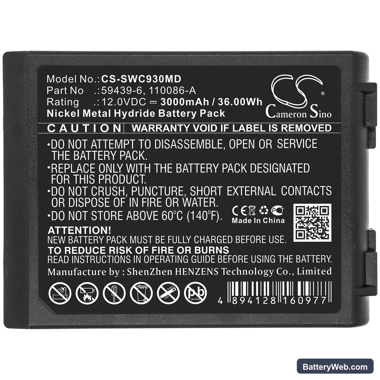 Artema Cardio AID 100 Replacement Battery, 12V, 3000mAh, Ni-MH 3