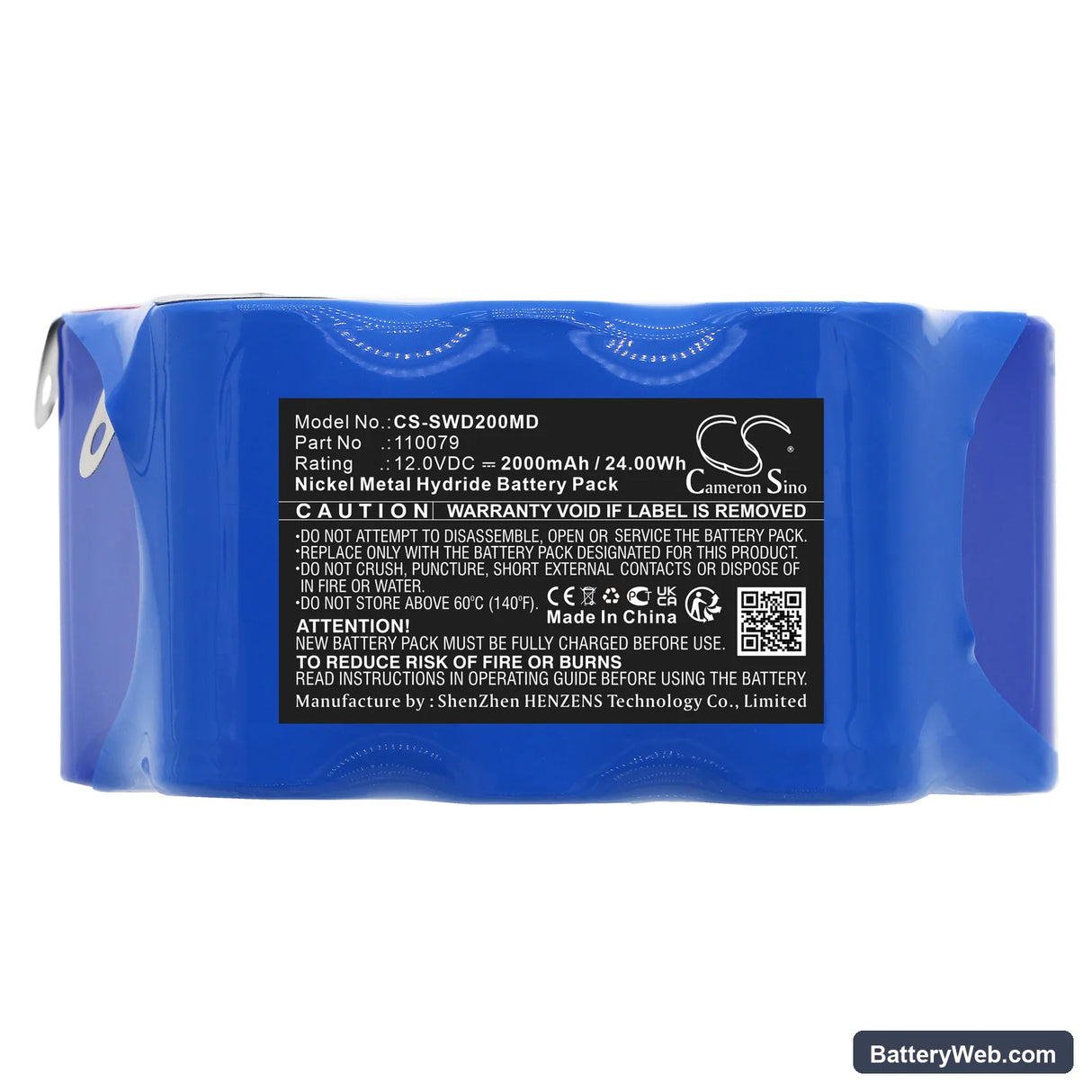 Simonson-Wheel Defibrillator Defi2 Replacement Battery, 12V, 2000mAh, Ni-MH 3