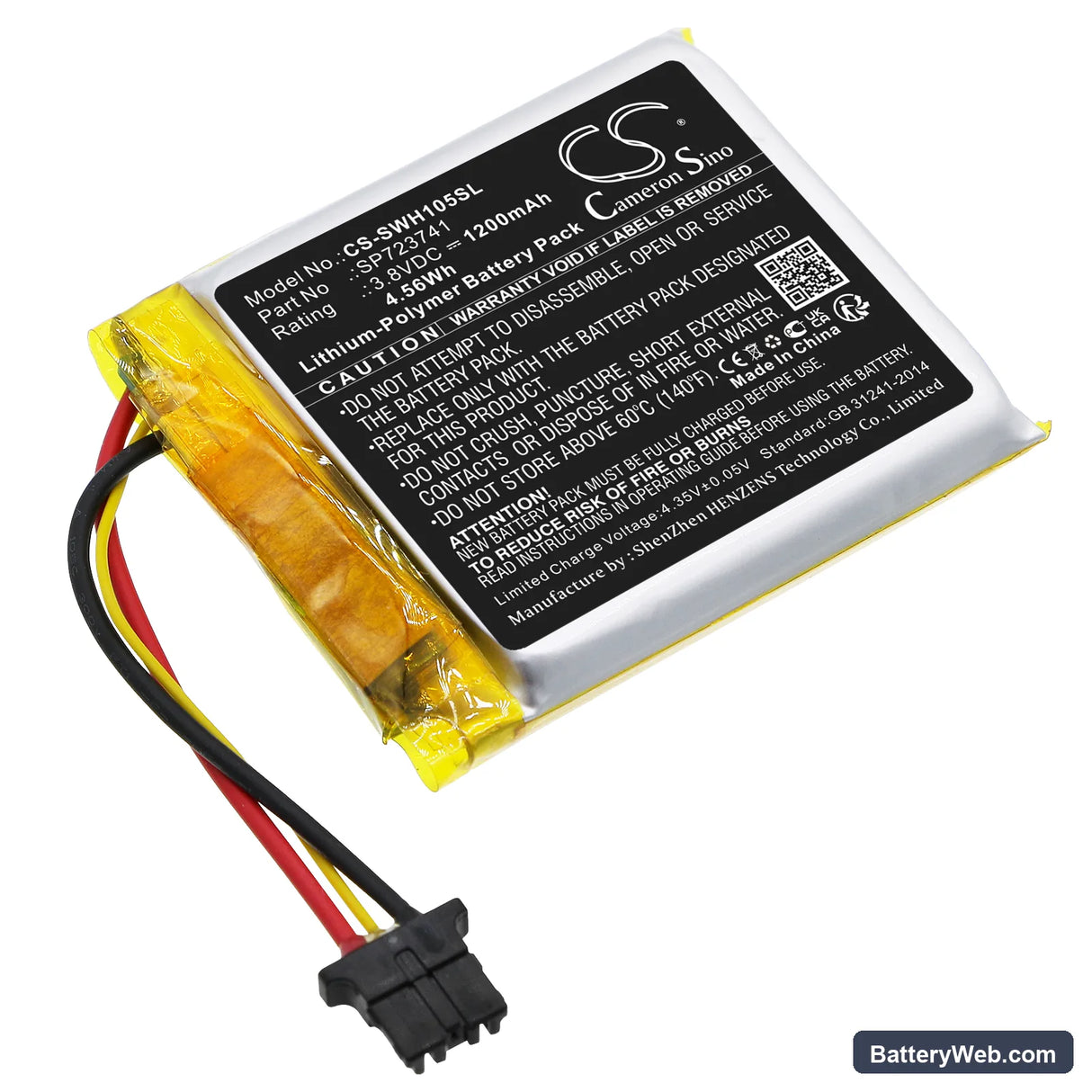 Sony WH-1000XM5 Replacement Battery, 3.8V, 1200mAh, Li-Polymer 1