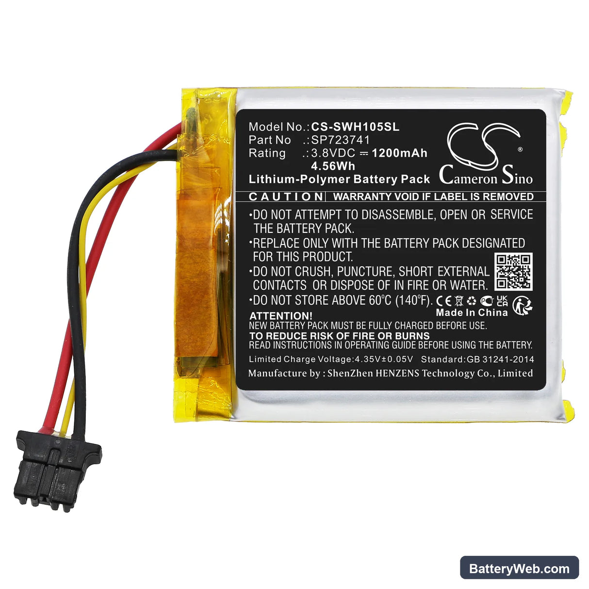Sony WH-1000XM5 Replacement Battery, 3.8V, 1200mAh, Li-Polymer 3