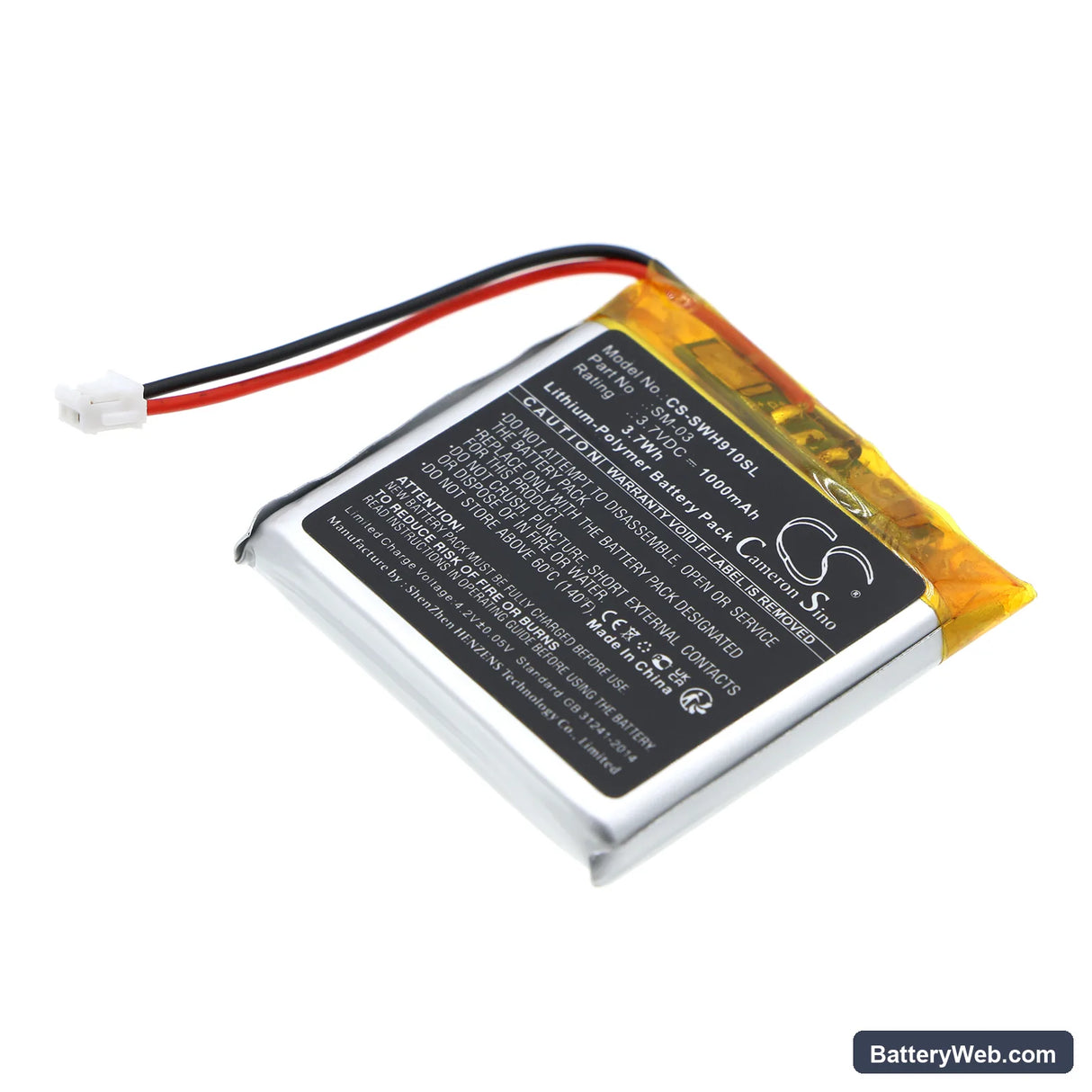 Sony WH-H910N Replacement Battery, 3.7V, 1000mAh, Li-Polymer 1