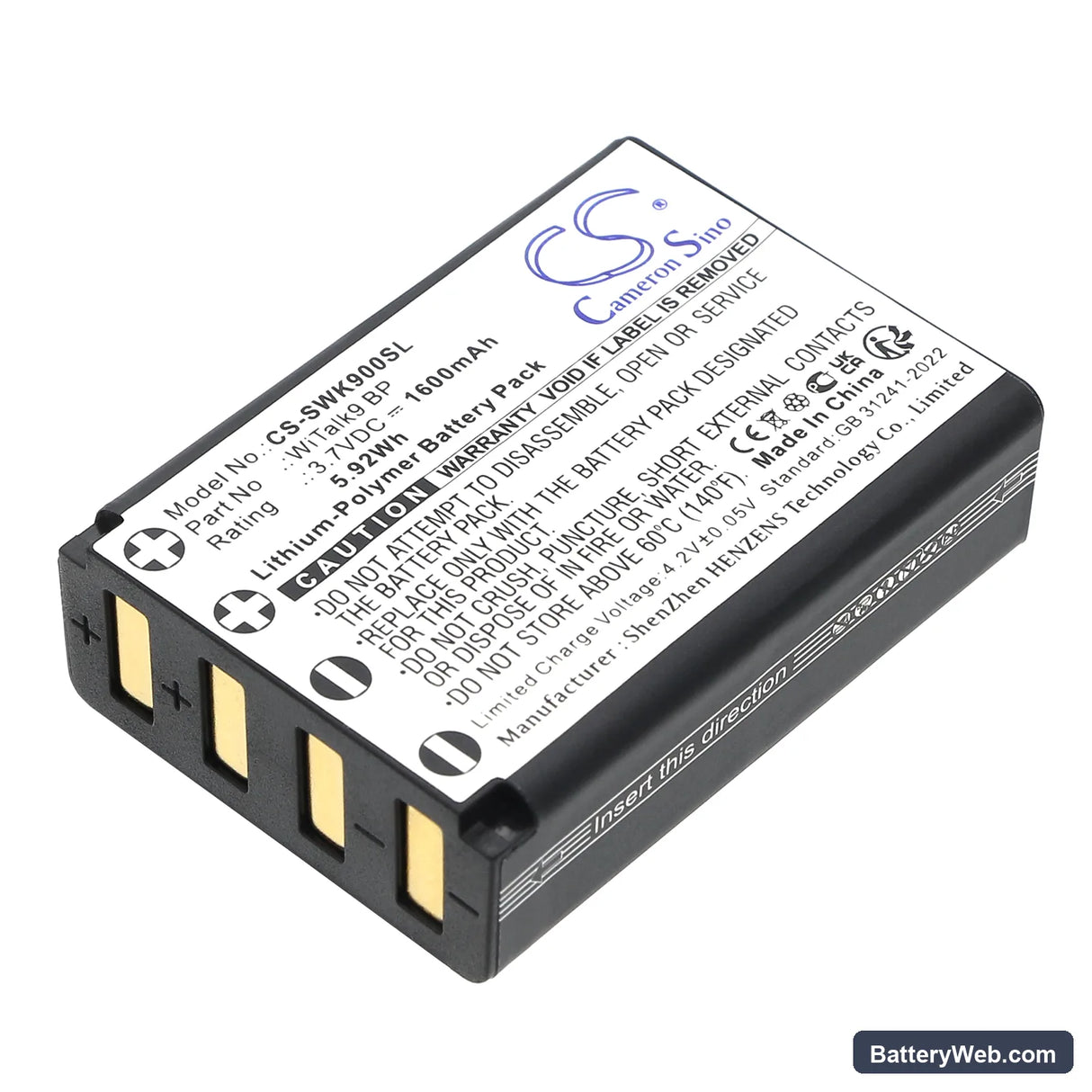 Saramonic 11601 Replacement Battery, 3.7V, 1600mAh, Li-Polymer 1