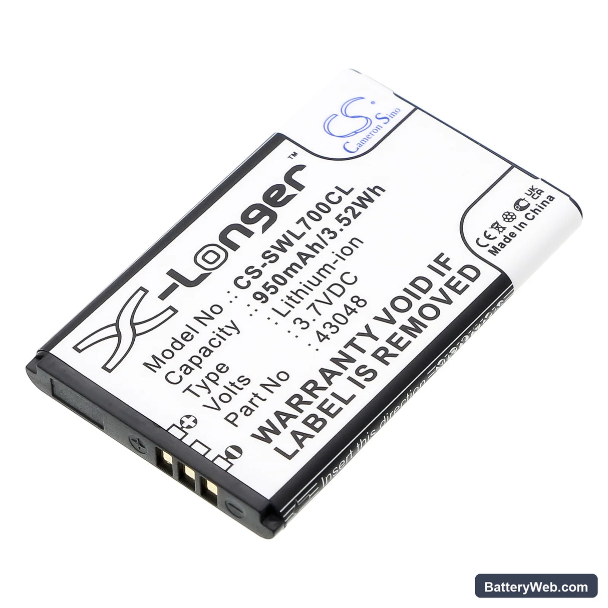 Swissvoice L7 Replacement Battery, 3.7V, 950mAh, Li-ion 1