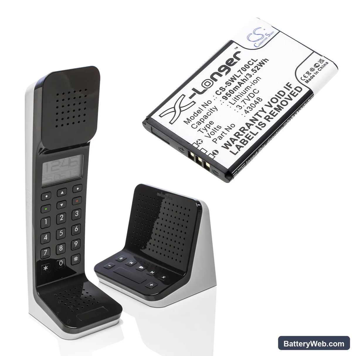 Swissvoice L7 Replacement Battery, 3.7V, 950mAh, Li-ion 4