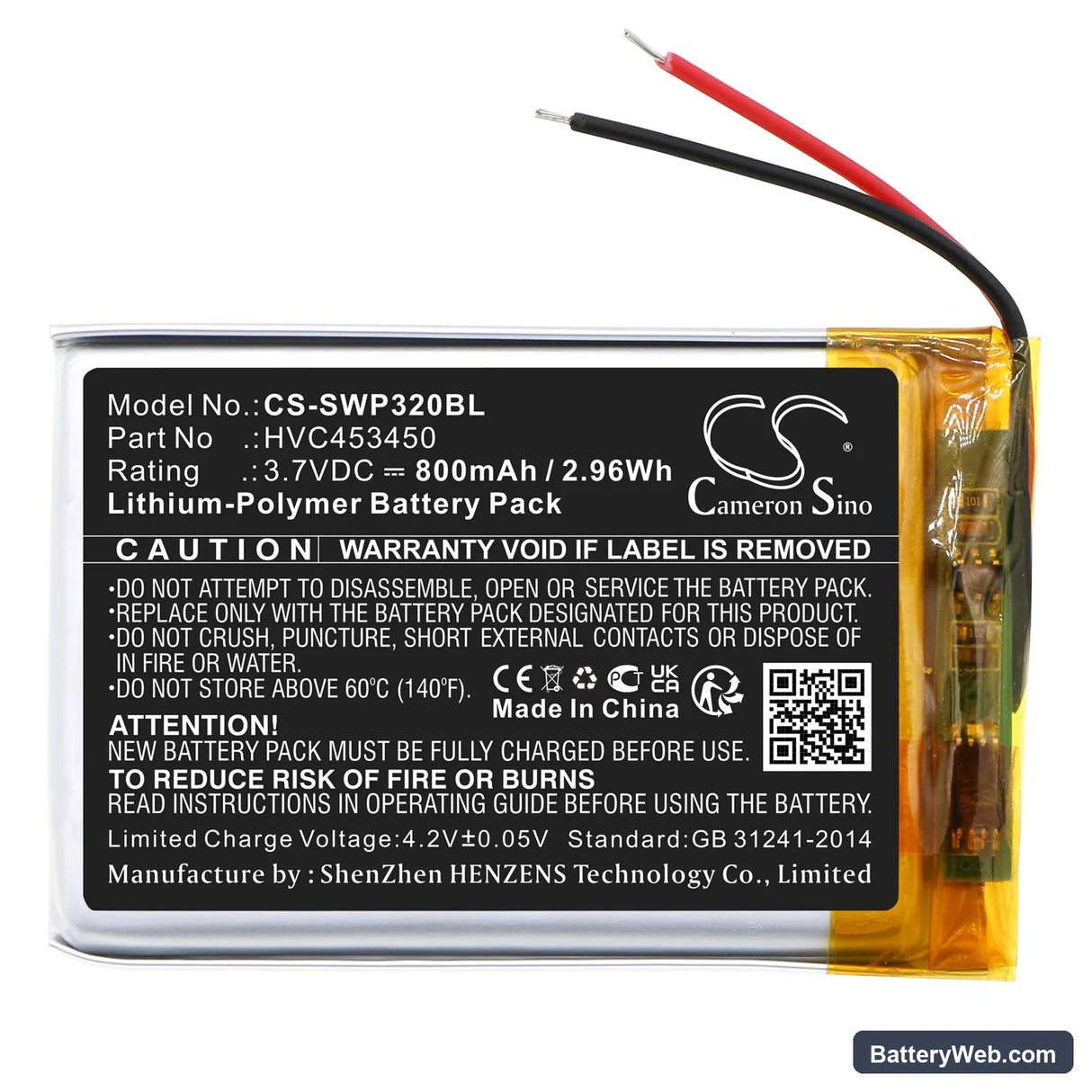Stripe WisePad 3 Replacement Battery, 3.7V, 800mAh, Li-Polymer 3