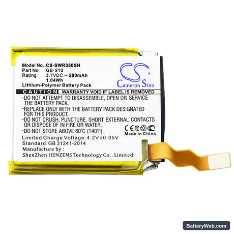Sony SmartWatch 3 Replacement Battery, 3.7V, 280mAh, Li-Polymer 3