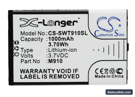 Switel M910 Replacement Battery, 3.7V, 1000mAh, Li-ion 1