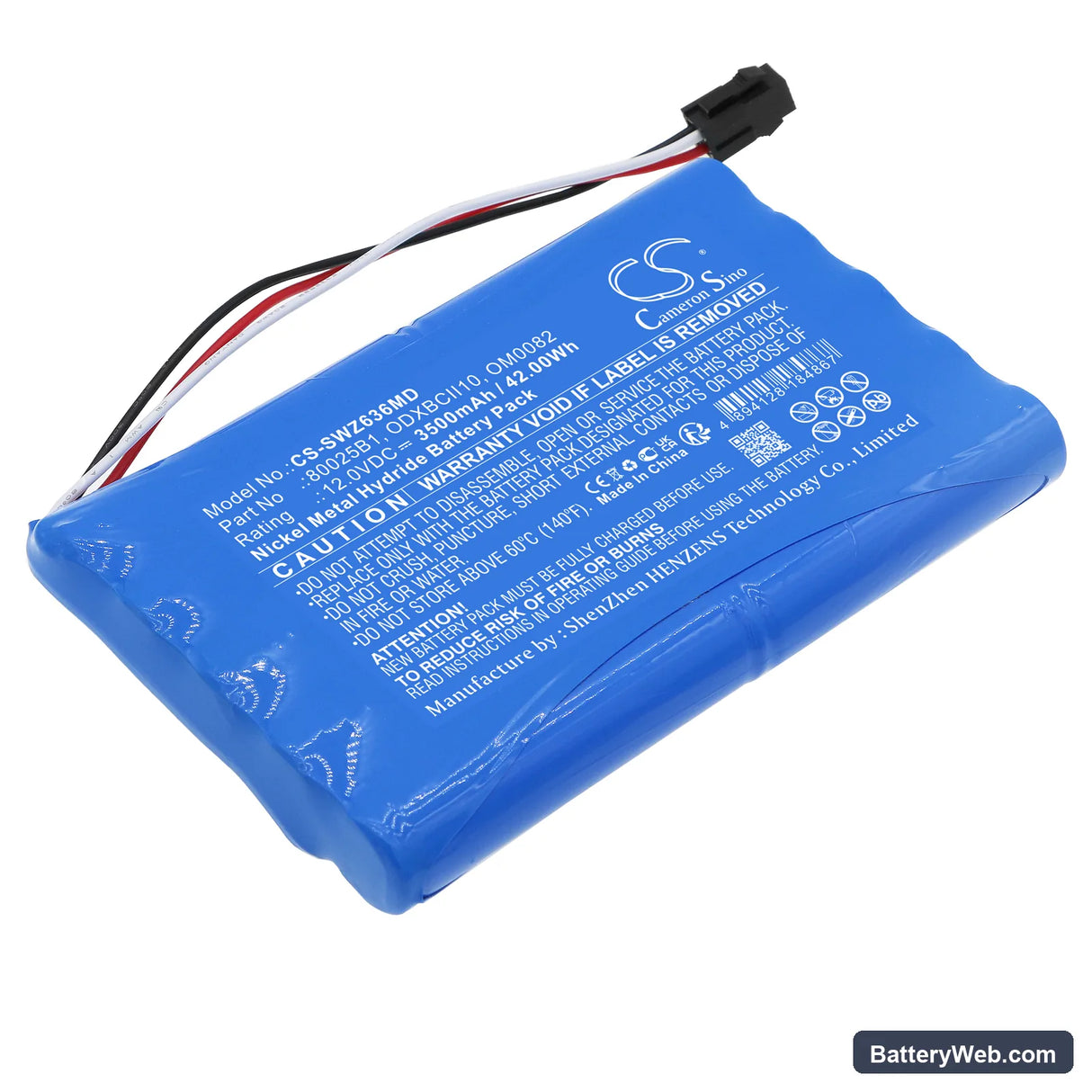 Smiths Advisor Patient Monitor 12-636A Replacement Battery, 12V, 3500mAh, Ni-MH 1