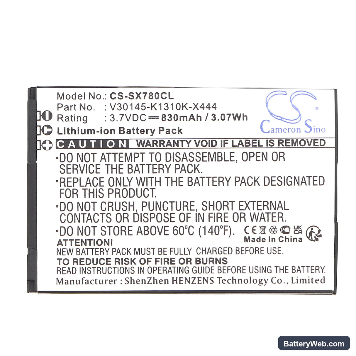 Siemens Gigaset SL78H Replacement Battery, 3.7V, 830mAh, Li-ion 3
