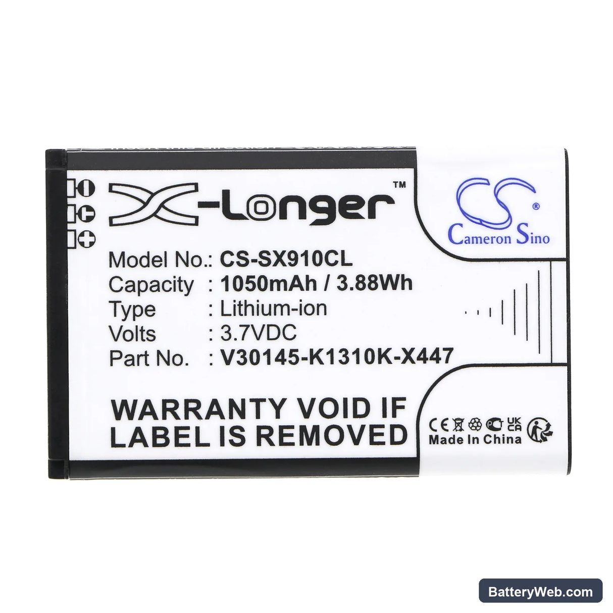 Siemens Gigaset SL910 Replacement Battery, 3.7V, 1050mAh, Li-ion 3