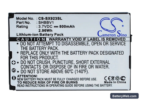 Sharp 923SH Replacement Battery, 3.7V, 800mAh, Li-ion 1