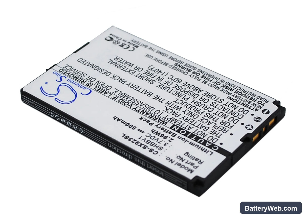 Sharp 923SH Replacement Battery, 3.7V, 800mAh, Li-ion 3