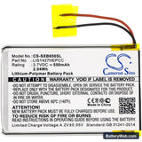 Sony MDR-DS6500 Replacement Battery, 3.7V, 550mAh, Li-Polymer 3
