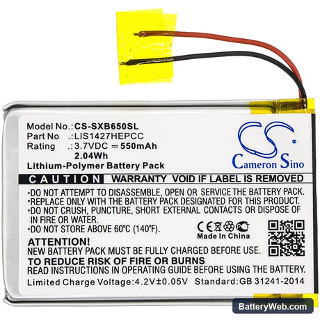 Sony MDR-DS6500 Replacement Battery, 3.7V, 550mAh, Li-Polymer 3