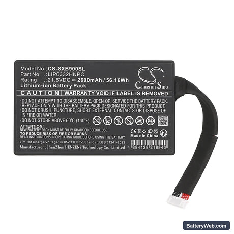 Sony GTK-XB90 Replacement Battery, 21.6V, 2600mAh, Li-ion 3