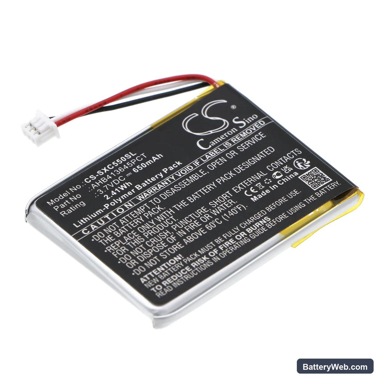 Sennheiser PXC 550 Replacement Battery, 3.7V, 650mAh, Li-Polymer 1