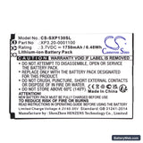 Socketmobile Sonim XP1300 Replacement Battery, 3.7V, 1750mAh, Li-ion 5