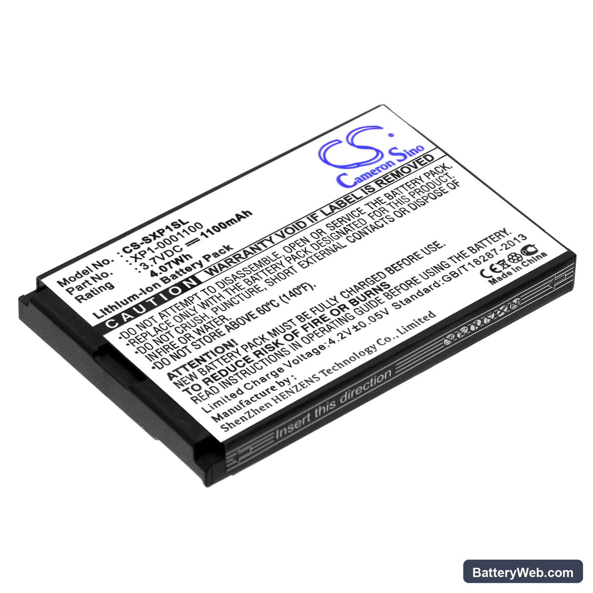 Sonim XP3 Quest Replacement Battery, 3.7V, 1100mAh, Li-ion 1