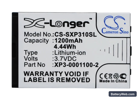 Socketmobile Sonim XP3-S Replacement Battery, 3.7V, 1200mAh, Li-ion 1
